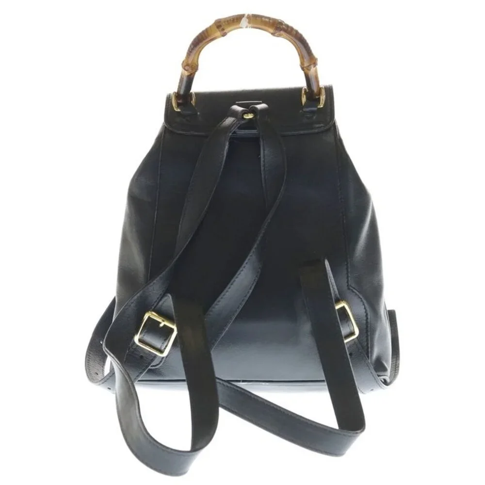 Gucci Bamboo Leather Backpack Black - Picture 2 of 6